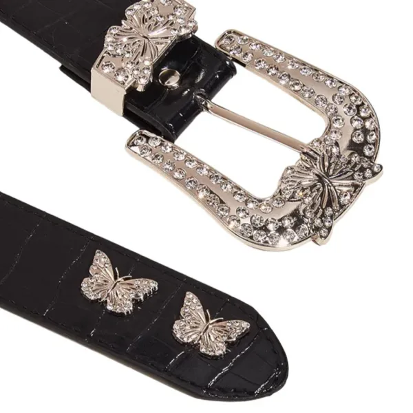 Belts & Chains*Boogzel Clothing Butterfly Rhinestone Y2K Belt Black