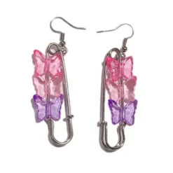 Earrings*Boogzel Clothing Butterfly Safety Pin Earrings Rainvow