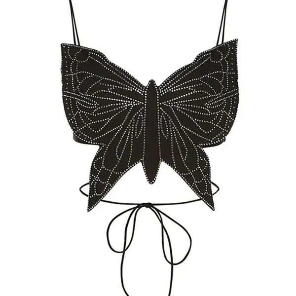 Y2K Tops|Crop Tops*Boogzel Clothing Butterfly-Shaped Backless Top Black