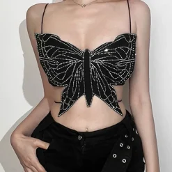 Y2K Tops|Crop Tops*Boogzel Clothing Butterfly-Shaped Backless Top Black
