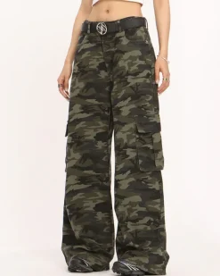 Pants & Trousers*Boogzel Clothing Camo Wide-Leg Cargo Pants Green