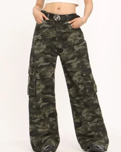 Pants & Trousers*Boogzel Clothing Camo Wide-Leg Cargo Pants Green