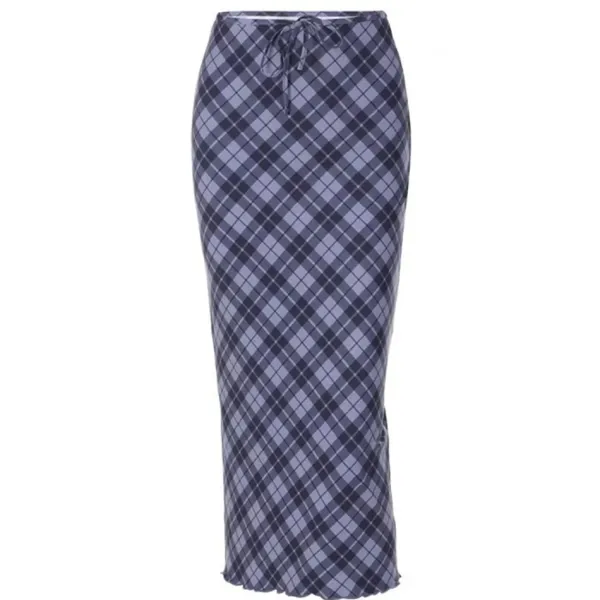 Skirts*Boogzel Clothing Campus Secrets Plaid Maxi Skirt Blue