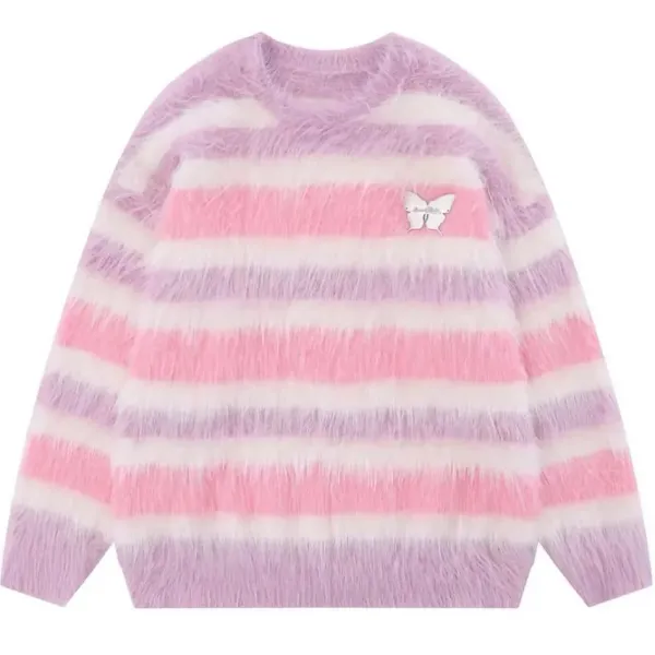 Striped Sweaters|Sweaters*Boogzel Clothing Candy Butterfly Fuzzy Sweater