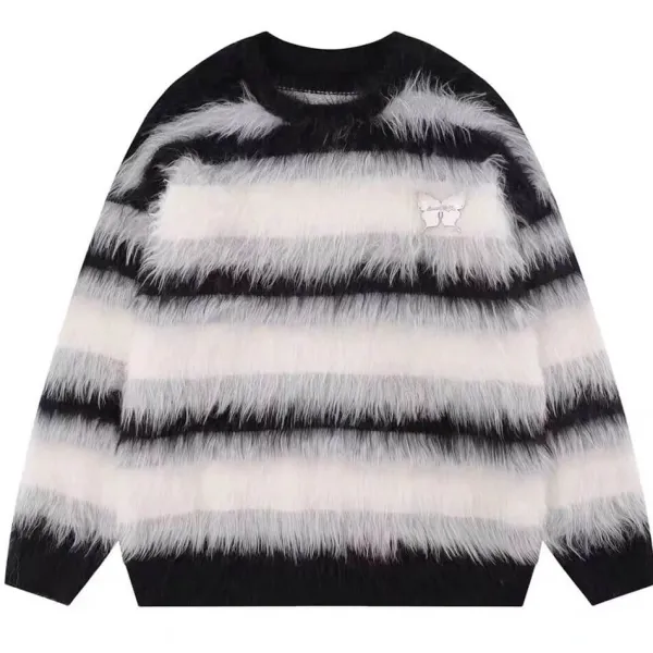 Striped Sweaters|Sweaters*Boogzel Clothing Candy Butterfly Fuzzy Sweater