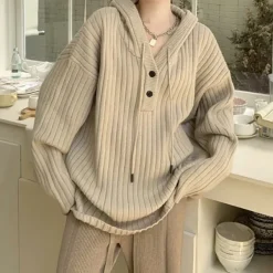 Sweaters|Hoodies*Boogzel Clothing Caramel Latte Knit Hoodie Beige
