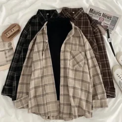 Long Sleeve Tops*Boogzel Clothing Casual Friday Aesthetic Plaid Shirt