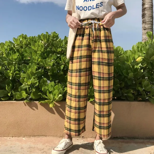 Pants & Trousers*Boogzel Clothing Casual Plaid Pants Yellow
