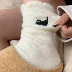 Socks*Boogzel Clothing Cat Embroidery Fuzzy Socks