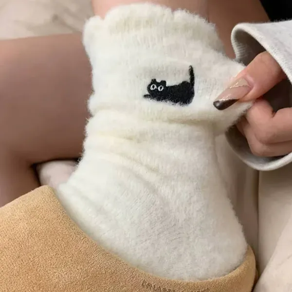 Socks*Boogzel Clothing Cat Embroidery Fuzzy Socks
