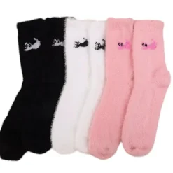 Socks*Boogzel Clothing Cat Embroidery Fuzzy Socks