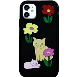 Iphone Cases*Boogzel Clothing Cat Flower iPhone Case Black