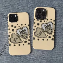 Iphone Cases*Boogzel Clothing Cat Heart Locket iPhone Case Beige