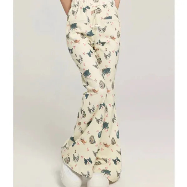 Pants & Trousers*Boogzel Clothing Cat Print Graphic Pants Beige
