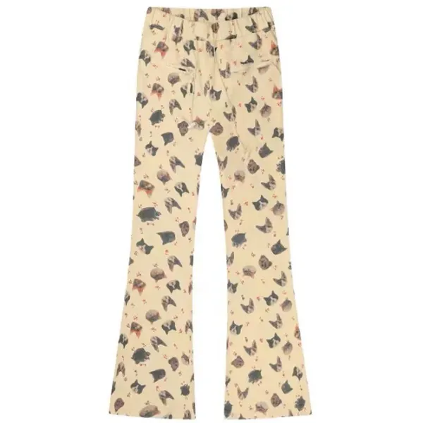 Pants & Trousers*Boogzel Clothing Cat Print Graphic Pants Beige