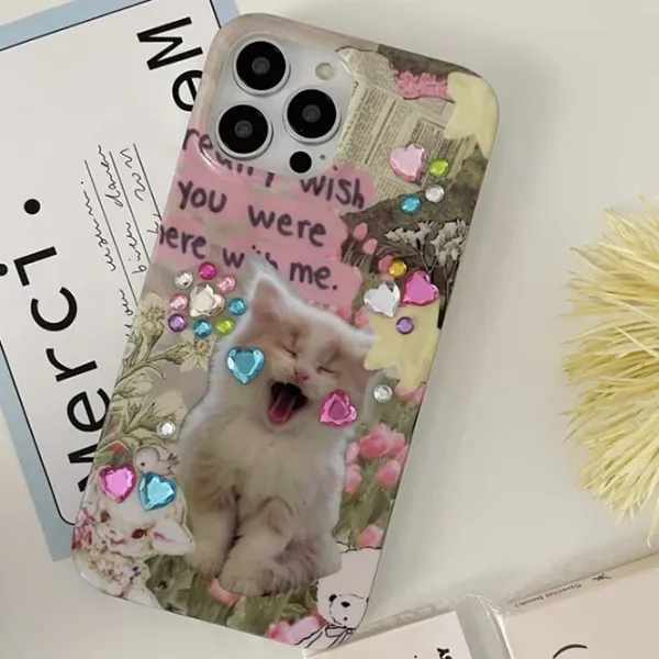Iphone Cases*Boogzel Clothing Cat Rhinestone iPhone Case