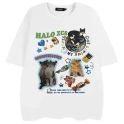 Aesthetic T-Shirts & Graphic Tees*Boogzel Clothing Cat's Planet Graphic Tee White