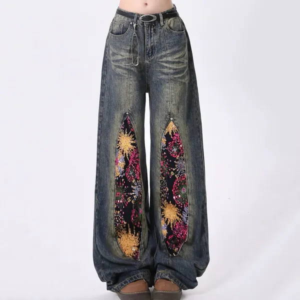 Jeans*Boogzel Clothing Celestial Magic Wide Leg Jeans Blue