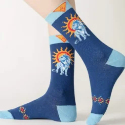 Socks*Boogzel Clothing Celestial Sun and Lion Print Socks Blue