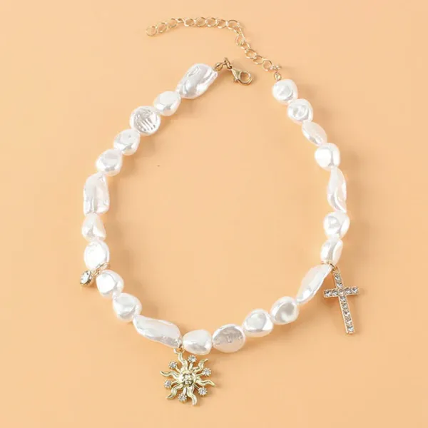 Necklaces & Chokers*Boogzel Clothing Celestial Sun Pearl Choker