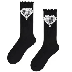 Socks*Boogzel Clothing Checker Heart Knee Socks