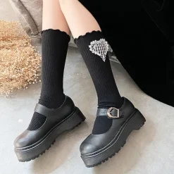 Socks*Boogzel Clothing Checker Heart Knee Socks