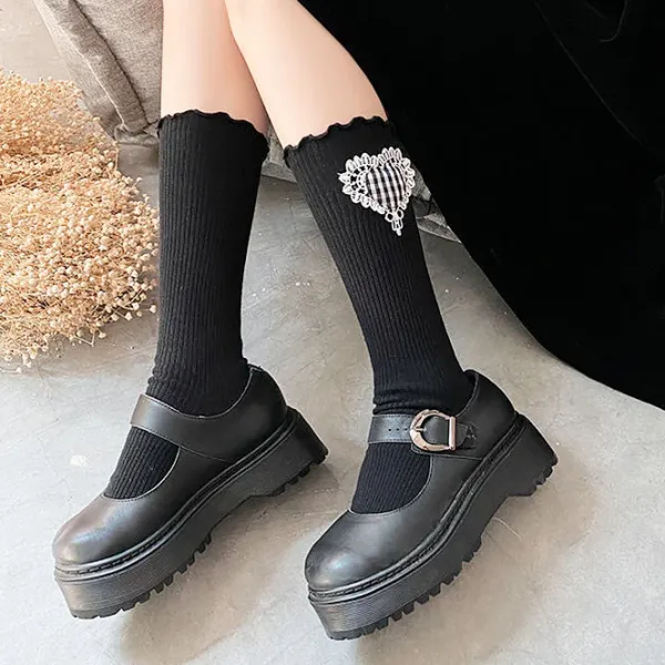 Socks*Boogzel Clothing Checker Heart Knee Socks