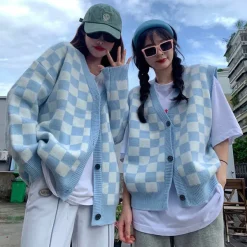 Knit Vests|Knit Cardigans*Boogzel Clothing Checker Vest