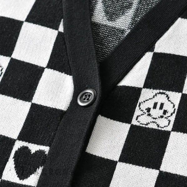 Knit Vests*Boogzel Clothing Checkerboard Cropped Vest Black/white