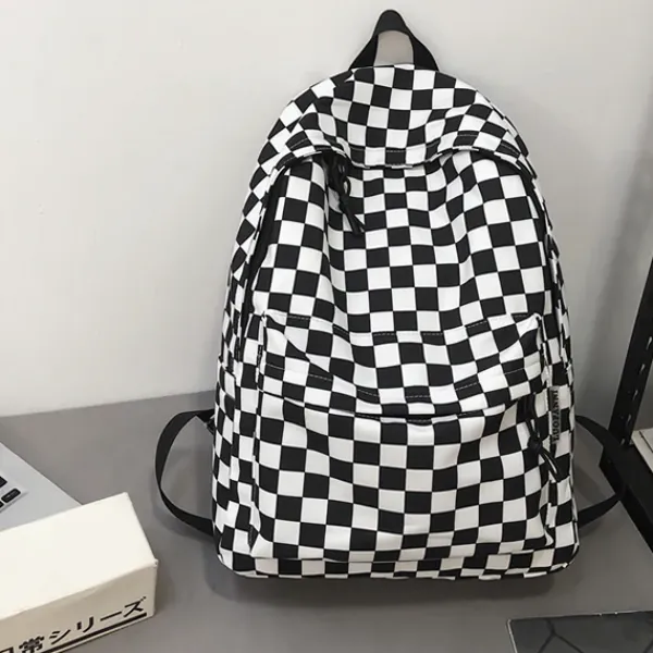 Bags & Purses*Boogzel Clothing Checkered Canvas Backpack Black/white