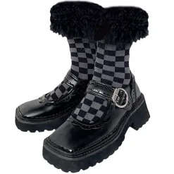 Socks*Boogzel Clothing Checkered Furry Socks