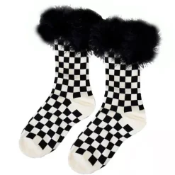Socks*Boogzel Clothing Checkered Furry Socks