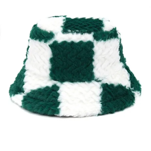 Hats*Boogzel Clothing Checkered Fuzzy Bucket Hat