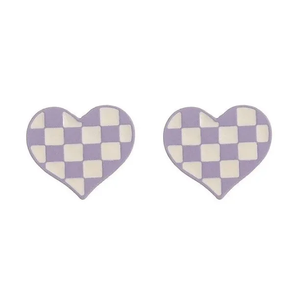 Earrings*Boogzel Clothing Checkered Heart Earrings