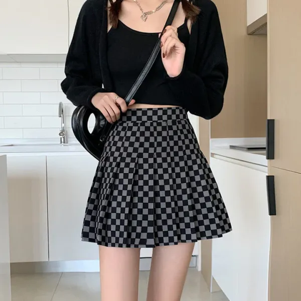 Skirts*Boogzel Clothing Checkered Print Pleated Skirt