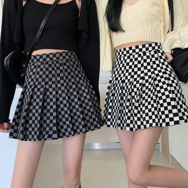 Skirts*Boogzel Clothing Checkered Print Pleated Skirt