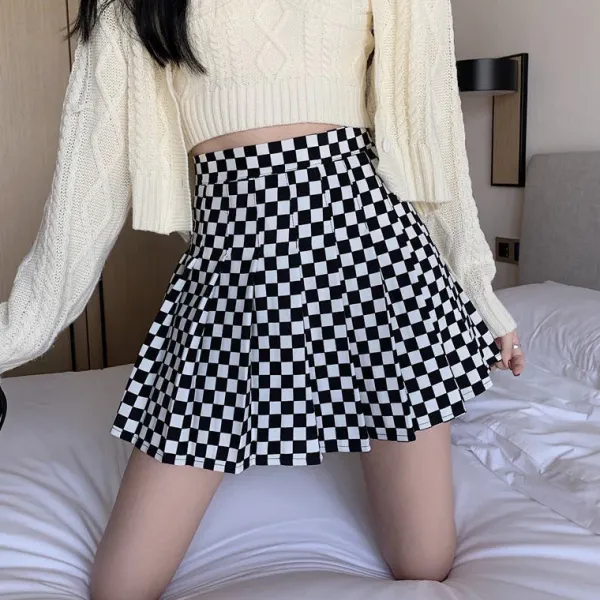 Skirts*Boogzel Clothing Checkered Print Pleated Skirt