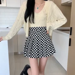Skirts*Boogzel Clothing Checkered Print Pleated Skirt