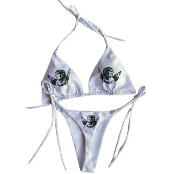 Swimwear*Boogzel Clothing Cherub Print Cute Bikini Set White