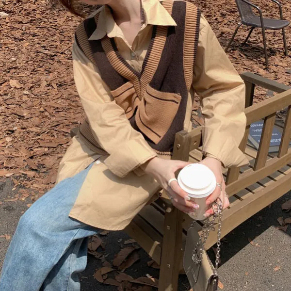 Knit Vests|Knit Cardigans*Boogzel Clothing Chocolate Brown Aeshetic Vest