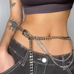 Belts & Chains*Boogzel Clothing Chunky Layered Chain Belt Silver