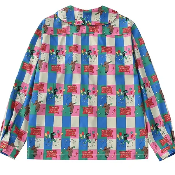 Long Sleeve Tops*Boogzel Clothing Circus Core Aesthetic Collar Shirt Blue