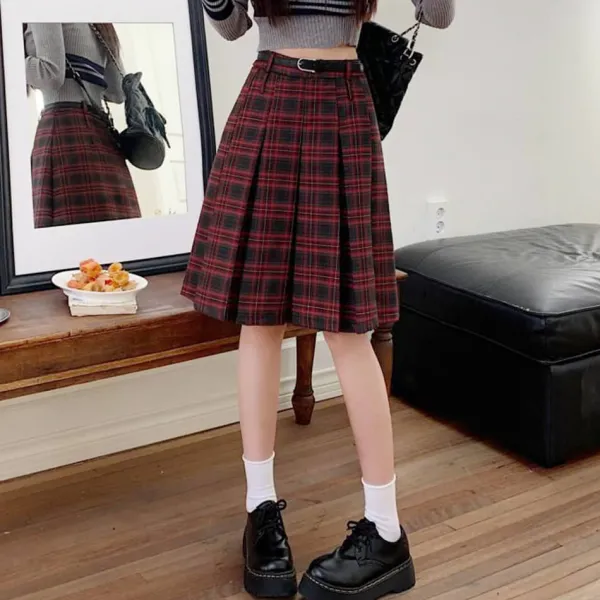 Skirts*Boogzel Clothing Classic Pleated Midi Skirt Red