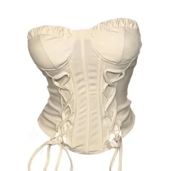 Y2K Tops|Corset Tops*Boogzel Clothing Clean Girl Aesthetic Lace Up Corset Beige