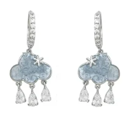Earrings*Boogzel Clothing Cloud Crystal Drop Earrings Silver