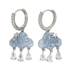 Earrings*Boogzel Clothing Cloud Crystal Drop Earrings Silver