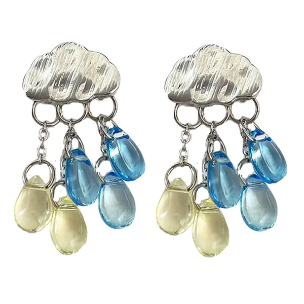 Earrings*Boogzel Clothing Cloud Rain Drop Earrings Silver