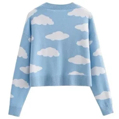 Knit Cardigans*Boogzel Clothing Clouds Knit Cropped Cardigan Blue