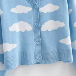 Knit Cardigans*Boogzel Clothing Clouds Knit Cropped Cardigan Blue