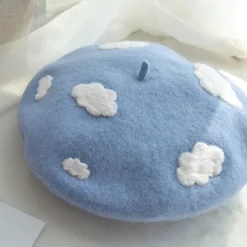 Hats*Boogzel Clothing Cloudy Skies Beret Blue